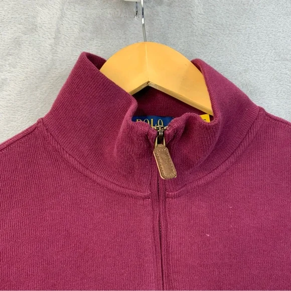 Polo Ralph Lauren Maroon Estate Rib 1/4 Zip Pullover. Mens Size Large. - Picture 6 of 7